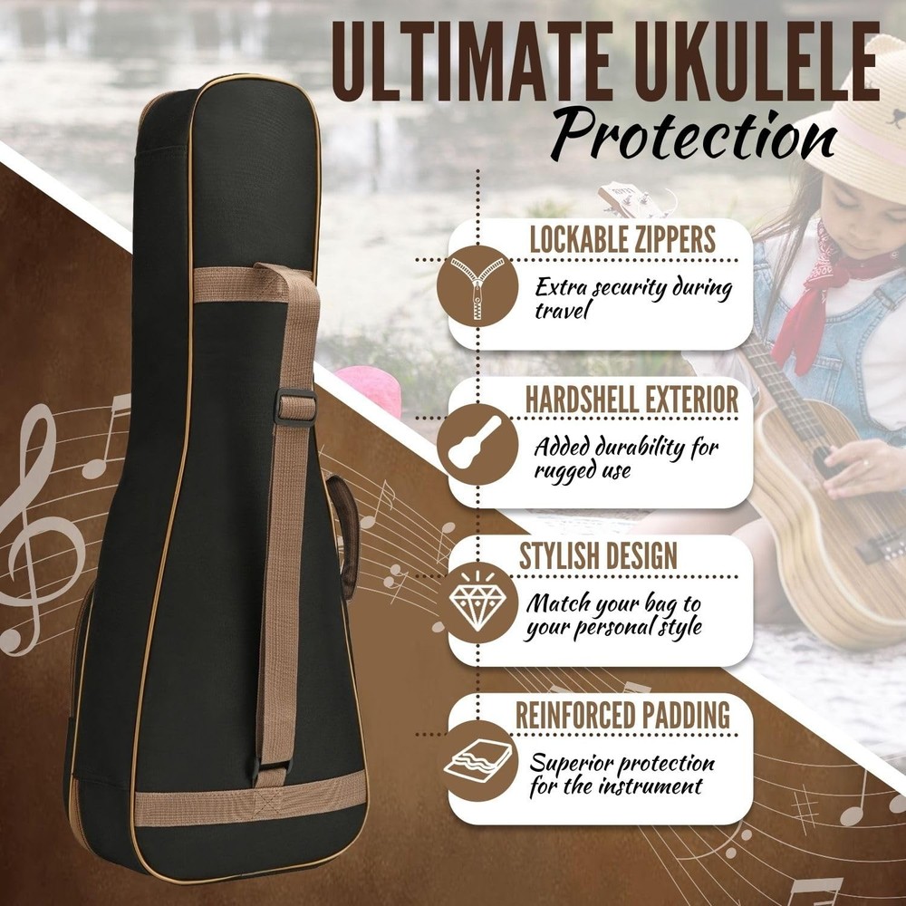 Ukulele Gig Bag - Uke Backpack Storage Soft Case Waterproof w/Carrying Handle...