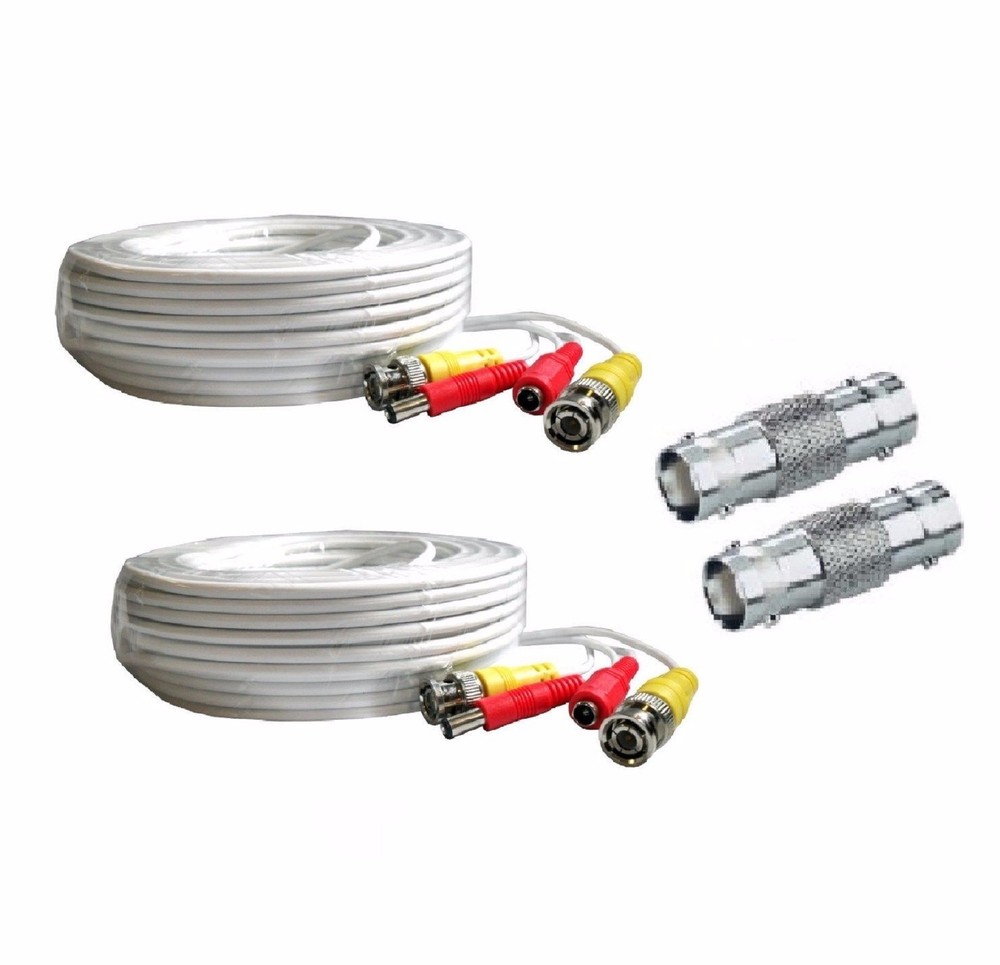*2 PACK PREMIUM 100Ft. BNC EXTENSION CABLES FOR Lorex HD camera  WHITE