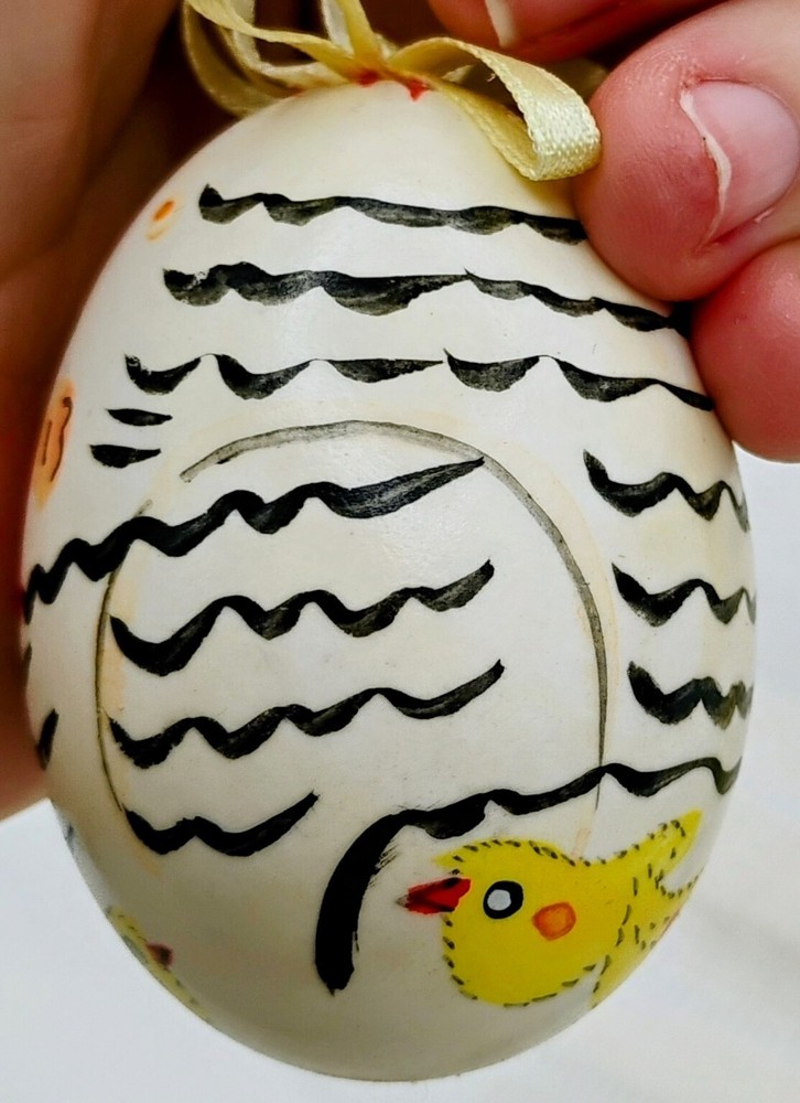 Hen Eggs Hand Painted Easter Shells Chicken, Lamb, Rabbit Ornaments