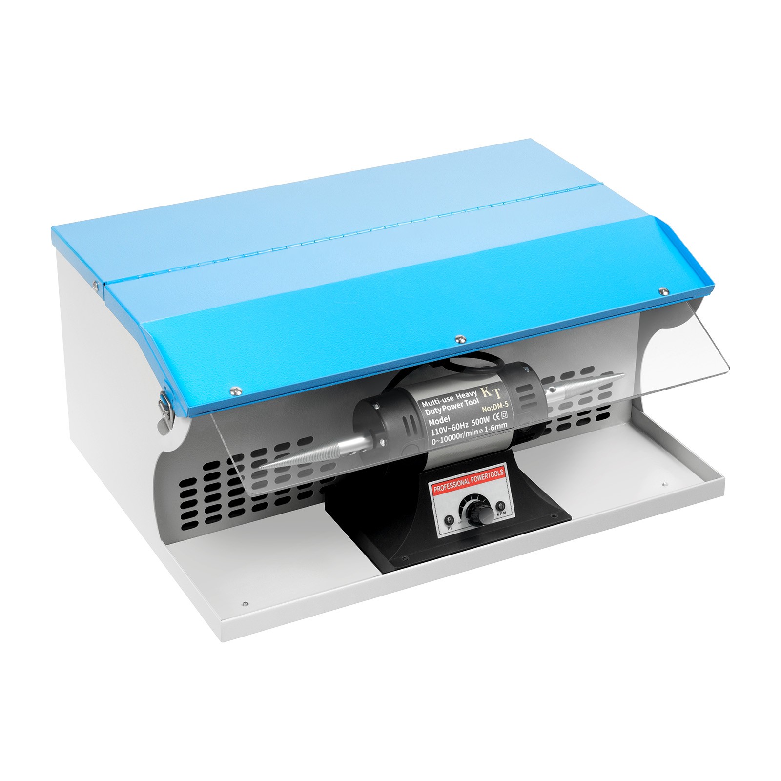 Benchtop Polishing Buffing Machine Jewelry Polisher Dust Collector W/ Light 200W