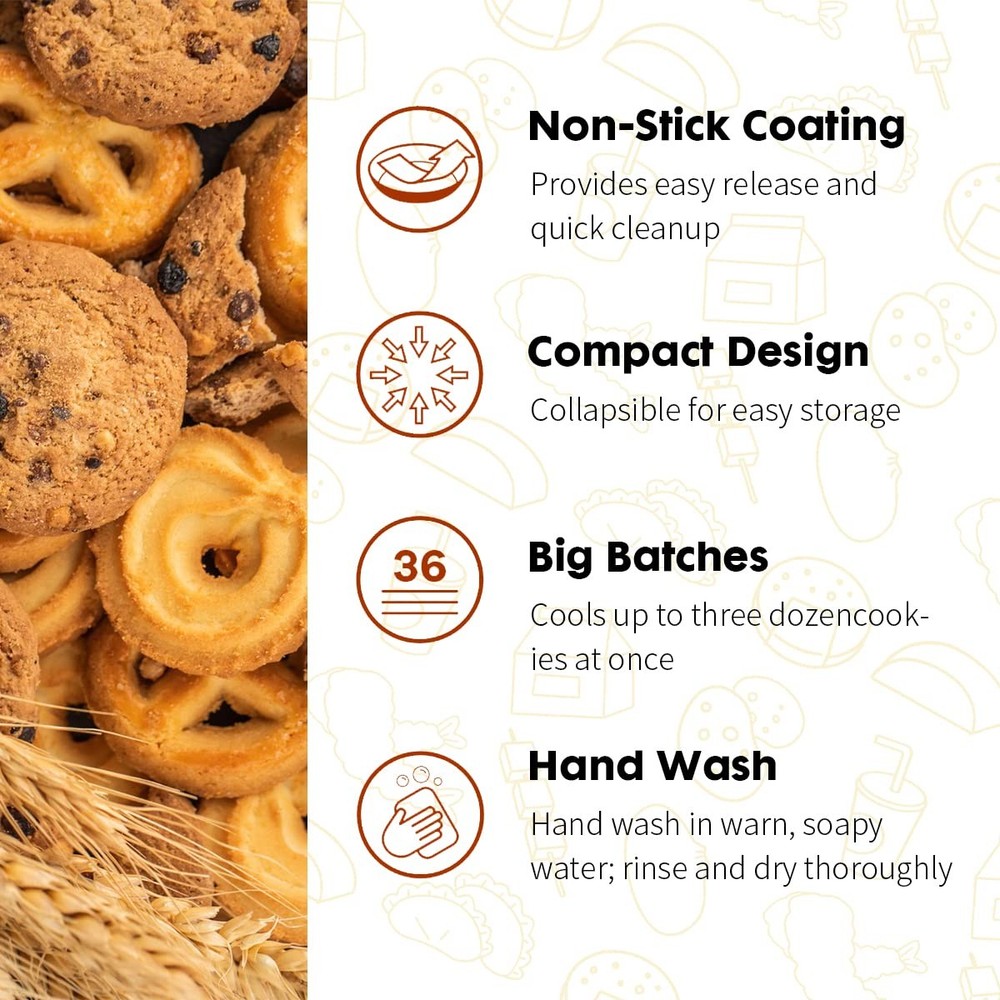 PowerKing Upgraded Collapsible 4-Tier Cooling Rack, Adjustable Stackable Non-...