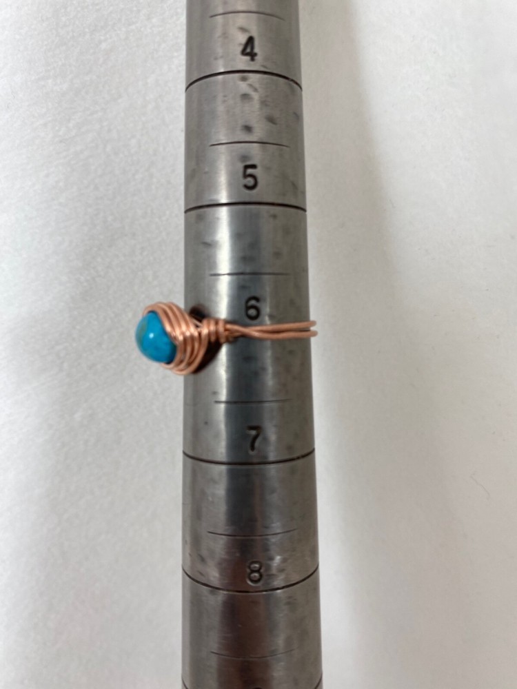 Handmade ~ Copper Wire Wrap ~ Turquoise Ring Size 6 #72