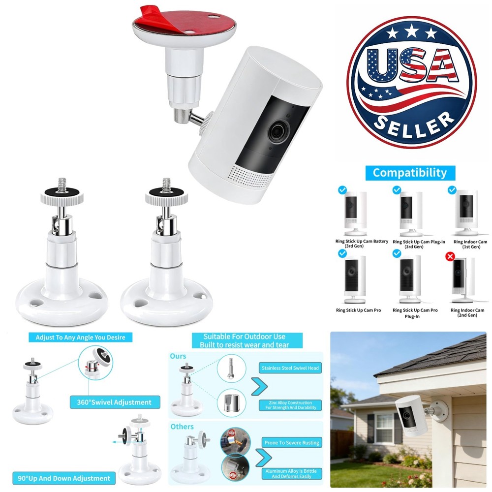 2 Pack Adjustable Security Wall Mount for Ring Stick Up Cam & Ring Outdoor Ca...