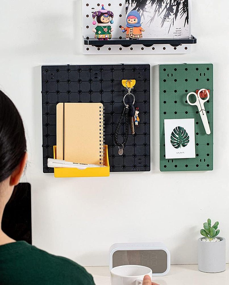 2 PCS Pegboard Wall Organizer, Self-Adhesive Peg Board Wall Panel Kits Pegboard