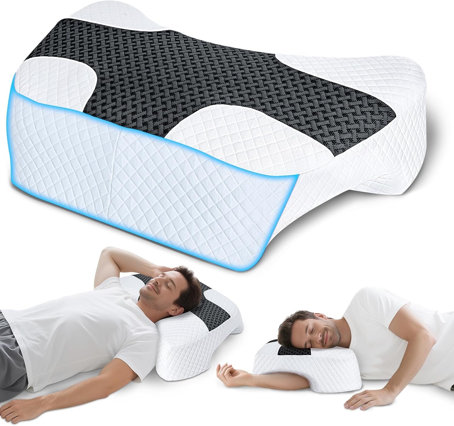 Side Sleeper Pillow with Arm Hole, Upgrad Shoulder Relief System for Neck Pain,