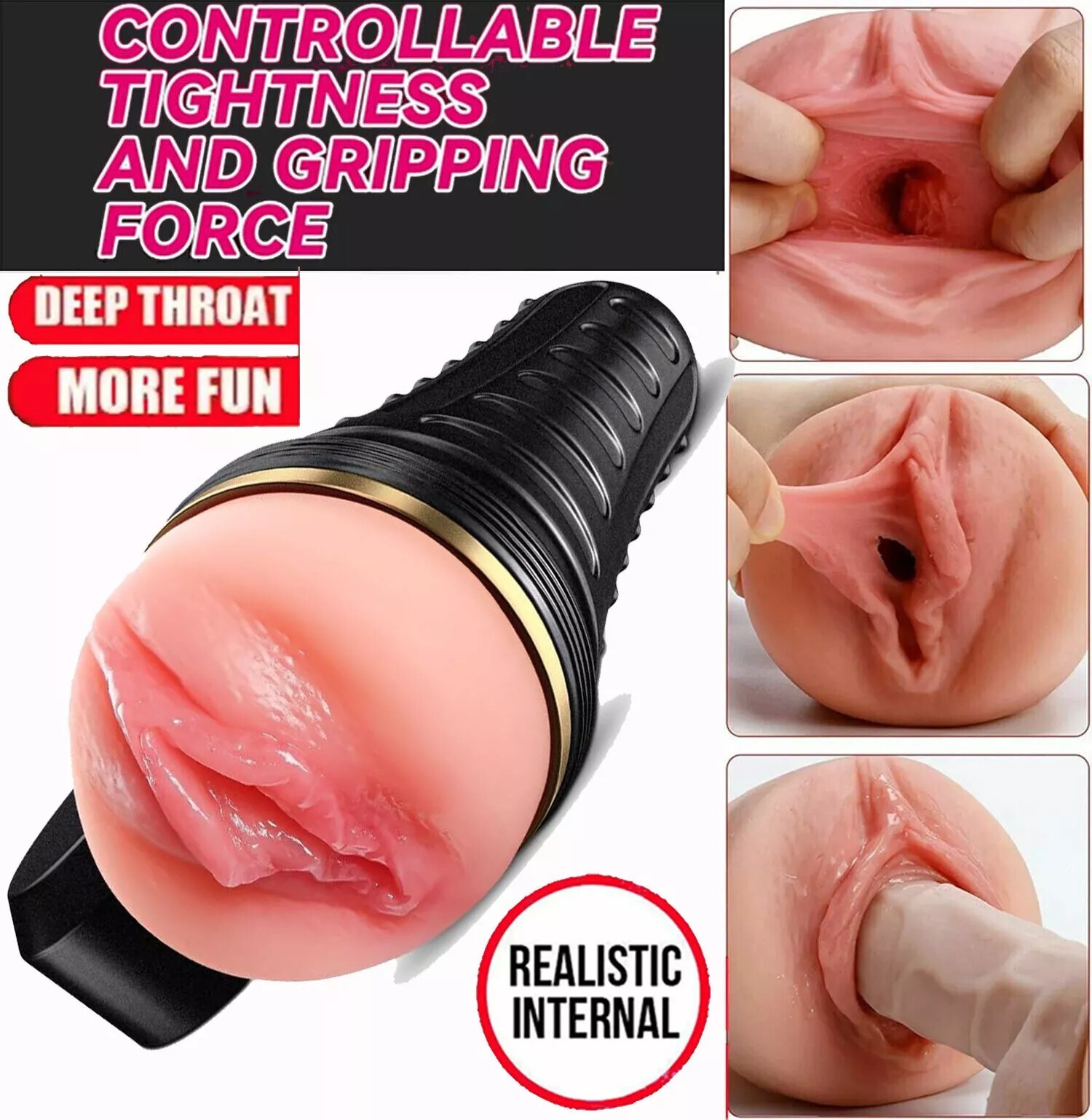 Male Pocket Pussy Realistic Masturbator Stroker Vagina Handsfree Cup Sex Toy Men