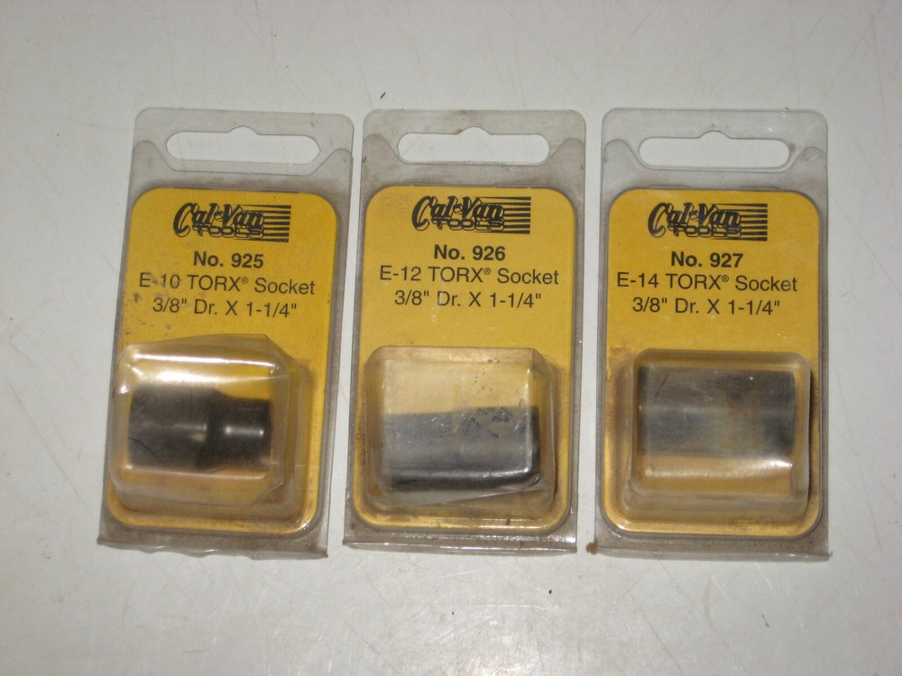 NEW 3-pc 3/8"-dr. TORX HEX BIT SET (E-10, E-12, E-14), by CalVan