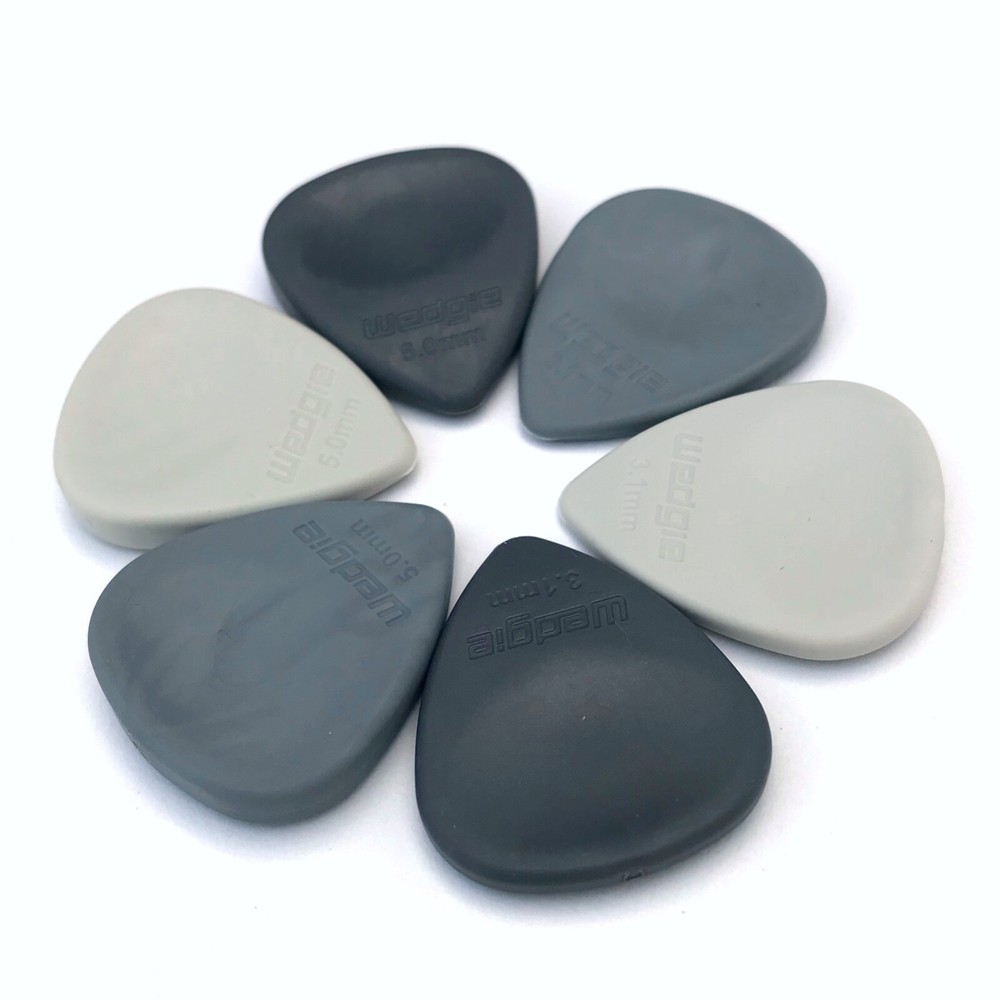 Wedgie Rubber Guitar Pick Sampler Pack | Soft, Medium, and Hard | 6 pcs