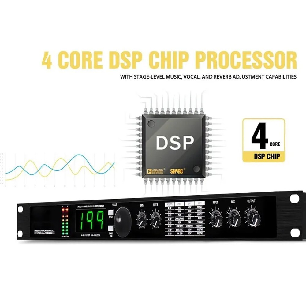 2024 Pro Digital Reverb Multi Effect Dsp Processor Audio Equalizer Vocal Mic