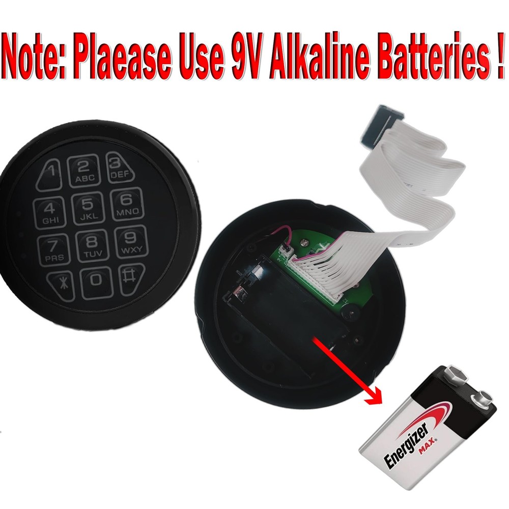 Electronic Safe Lock Replacement Keypad with Solenoid & 2 Override Black