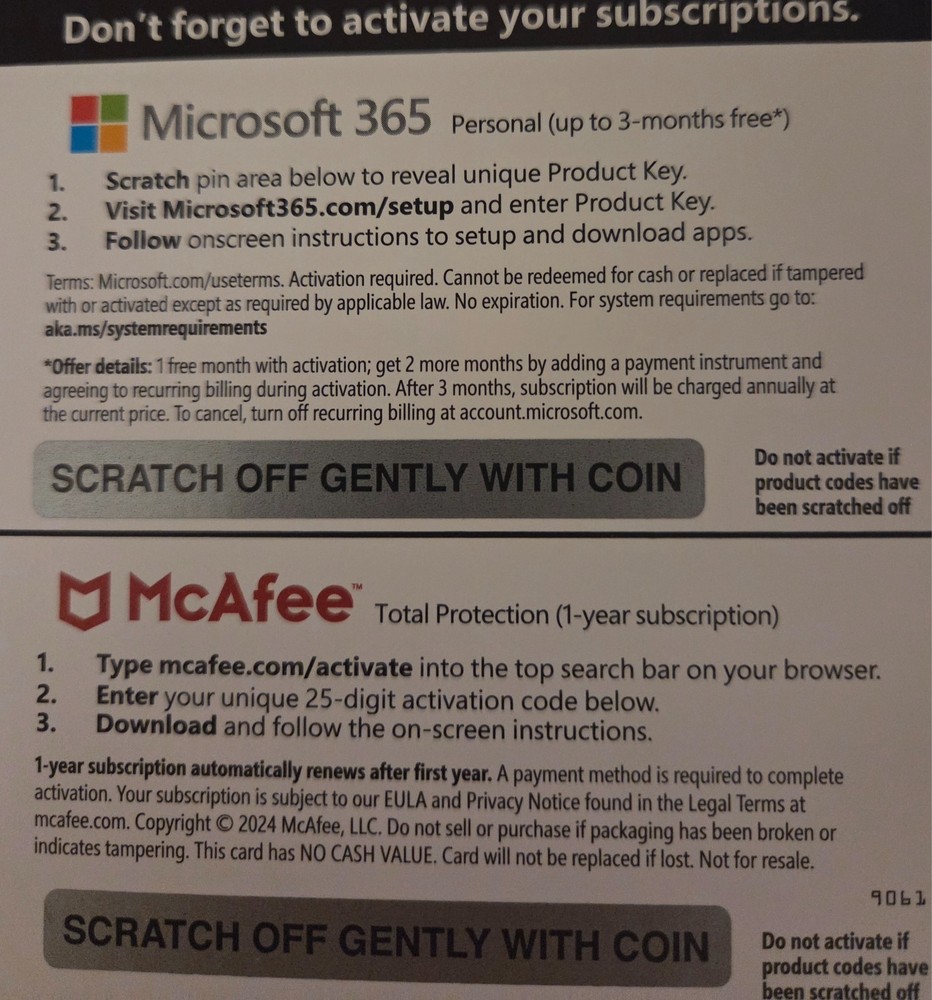 Microsoft 365 3-Month Subscription + McAfee 1-Year Antivirus Activation Code
