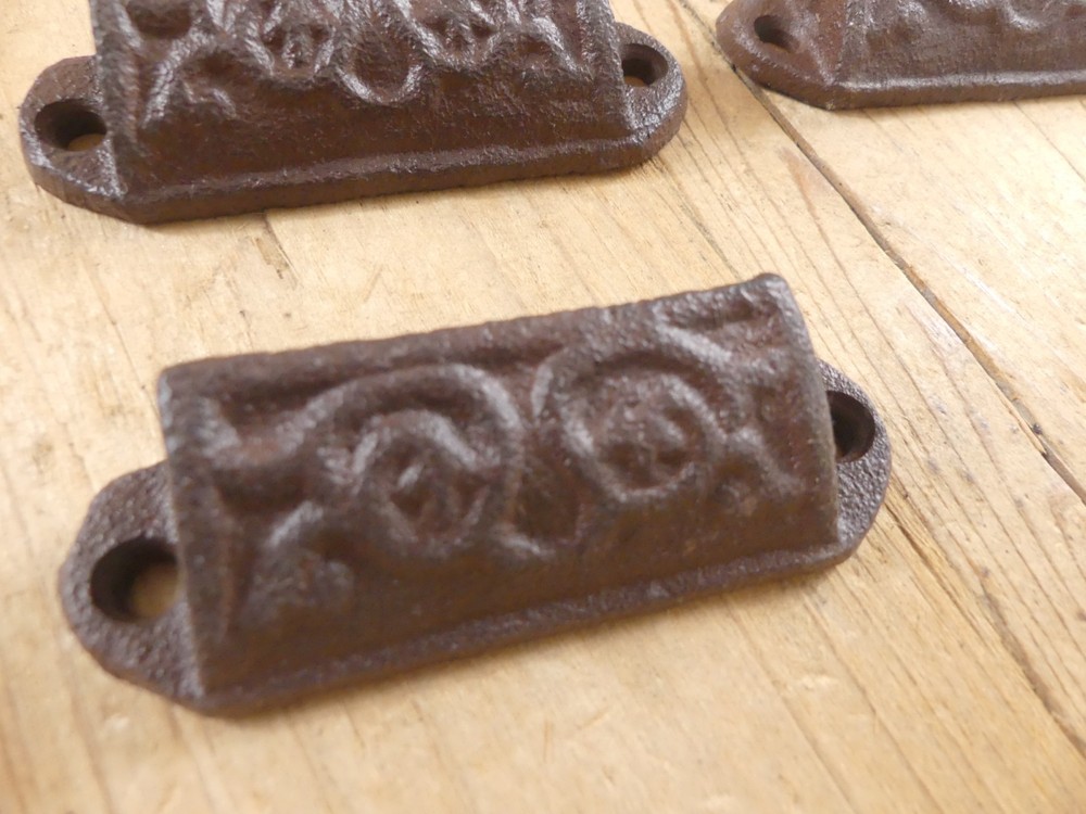 20 Cast Iron Brown Ornate Pulls Drawer Cabinet Handles Rustic Vintage Look Knobs