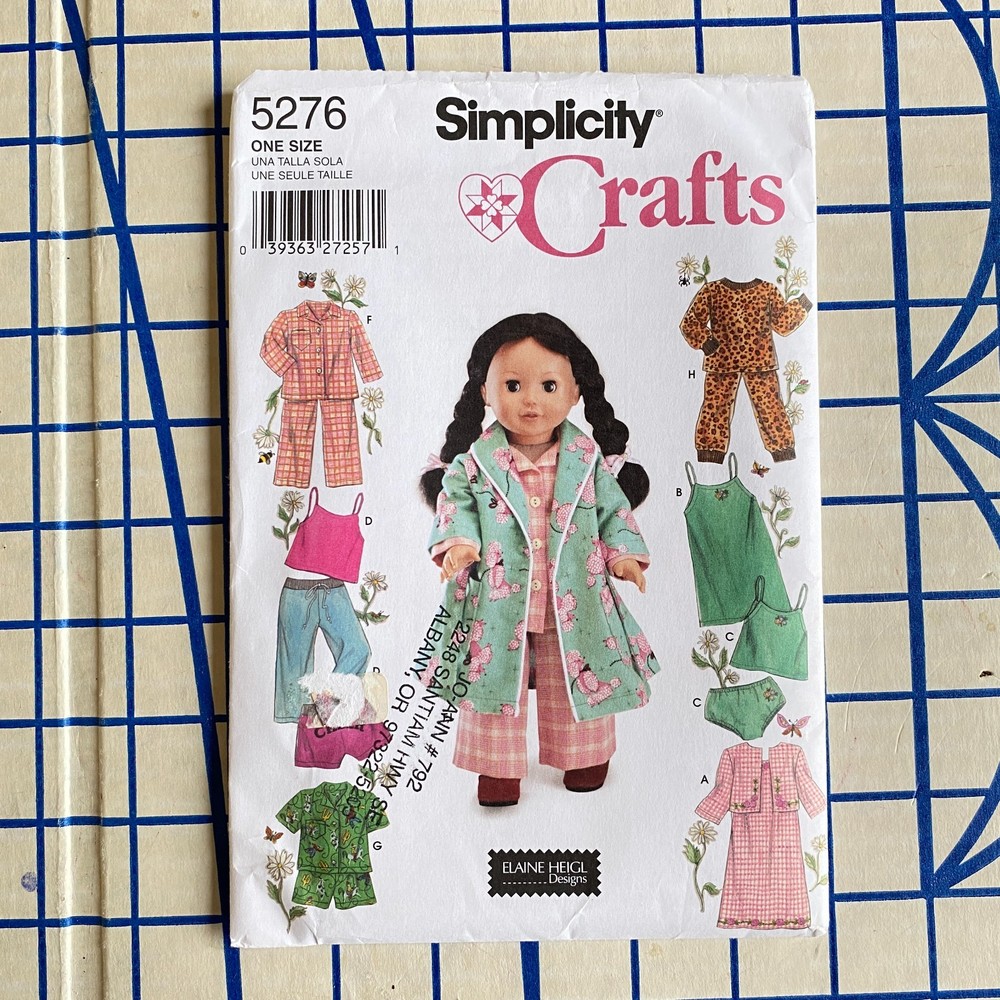 Uncut Pattern 18" Doll Clothes Simplicity 5276