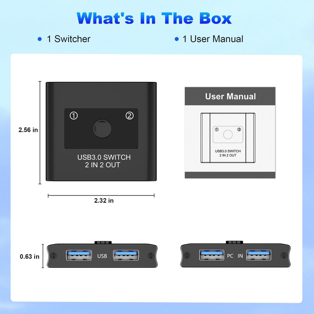USB 3.0 Switcher 2 In 2 Out 2 Computers Sharing 2 Devices Printer Keyboard Mac