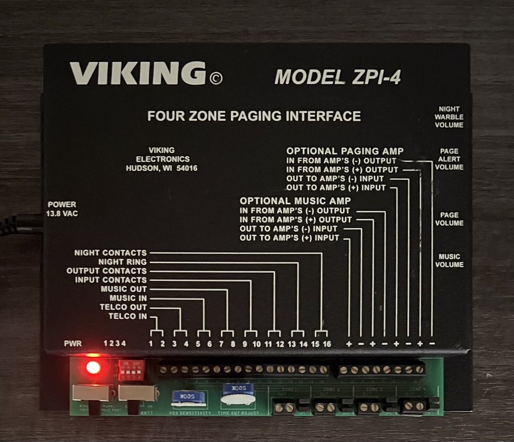 Viking ZPI-4  4 zone Paging Interface #TL-364