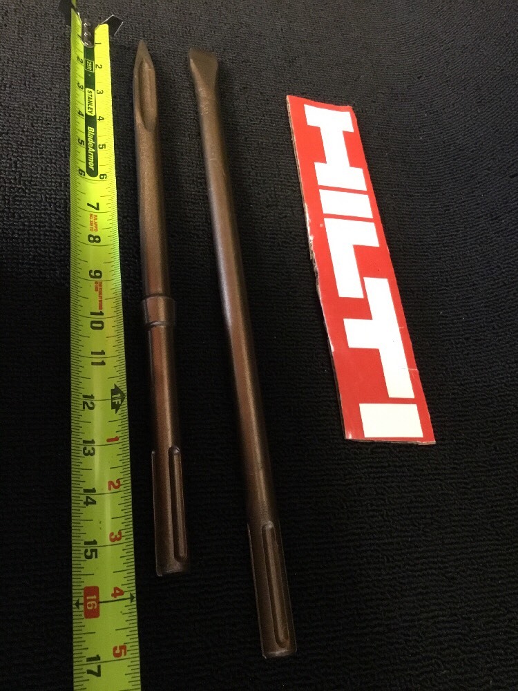 HILTI CHISEL SDS MAX SET FLAT 3/4" AND POINTED 15-1/2", PREOWNED, FAST SHIP
