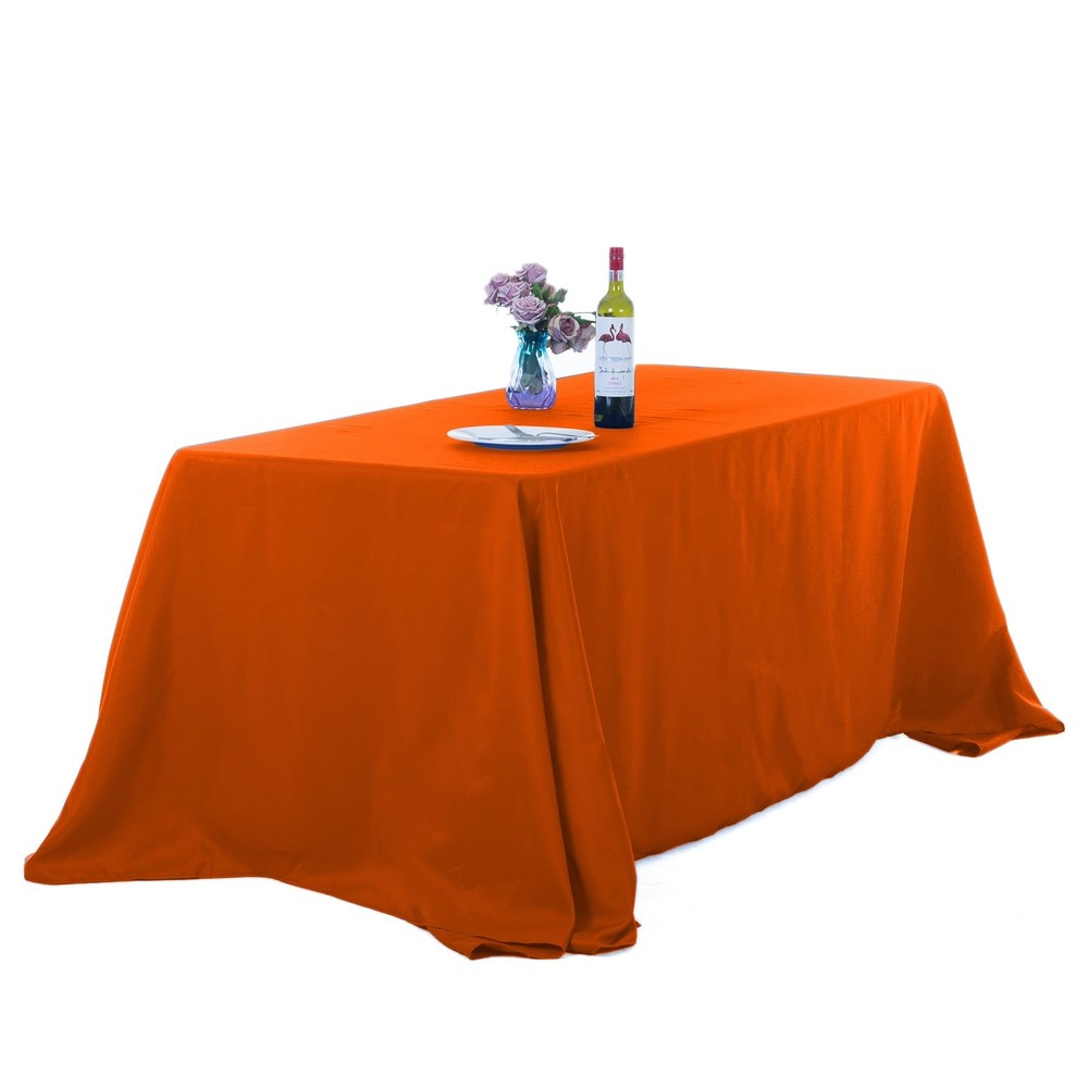 2 Pack 90x156 Inch Orange Rectangular Tablecloth Polyester Wedding/Banquet