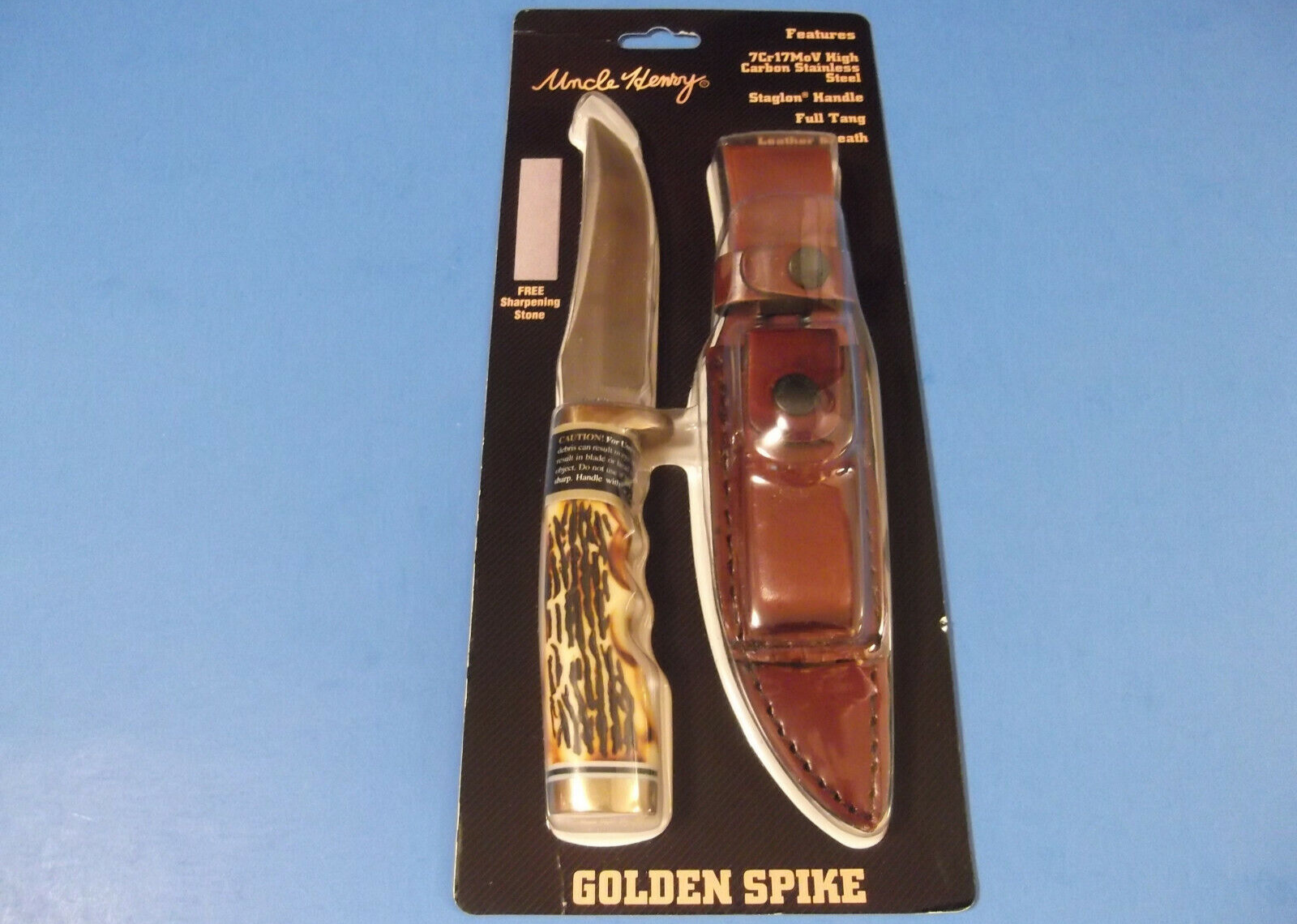 SCHRADE 153UHCP Uncle Henry GOLDEN SPIKE Delrin Stag knife 9 1/2" overall 153UH