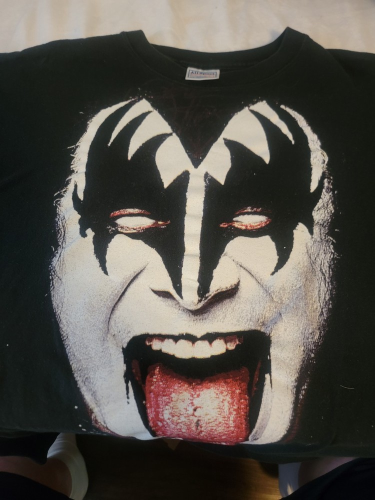 KISS GENE SIMMONS HAND SIGNED VINTAGE BIG FACE T-SHIRT 2000 FAREWELL TOUR XL