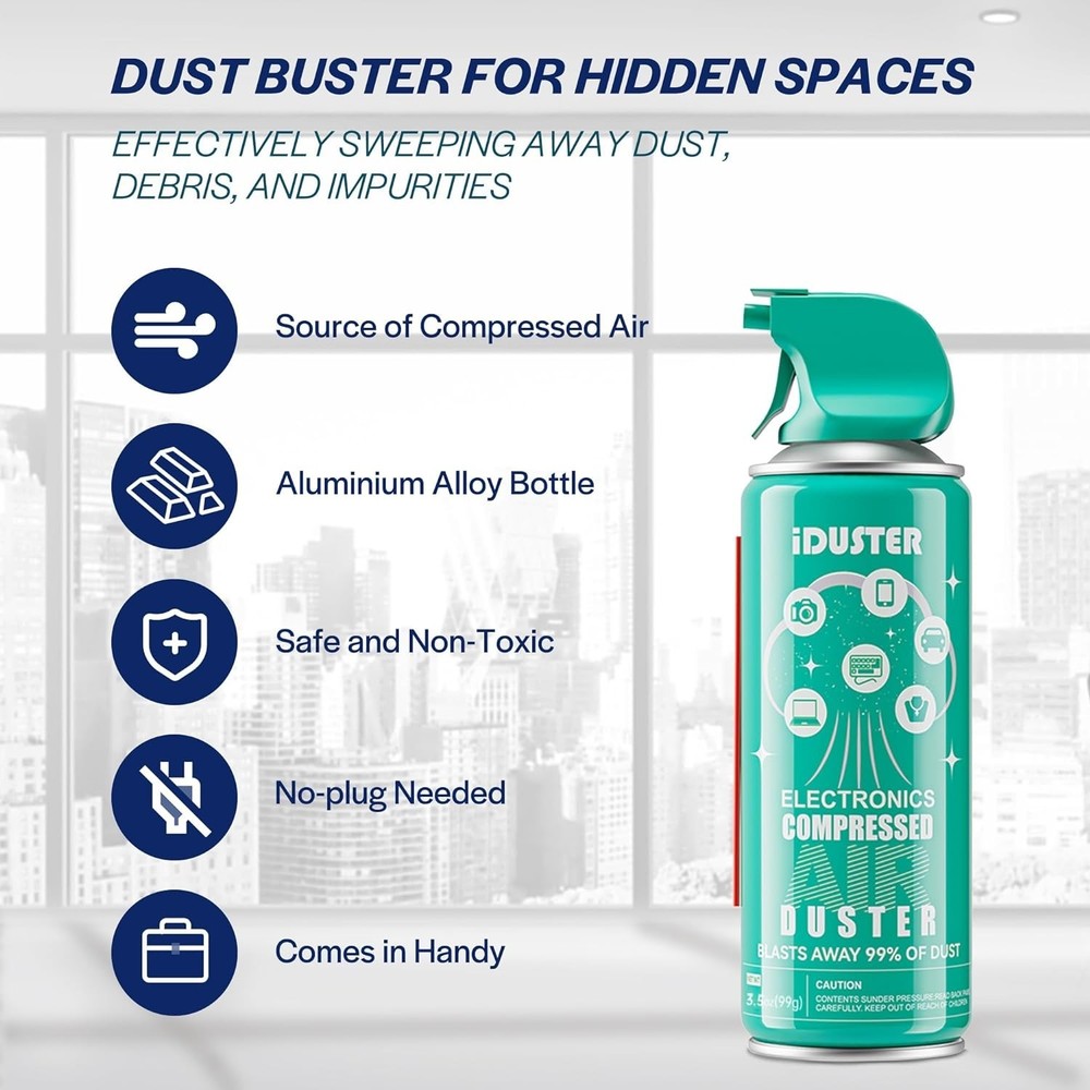 Multi-Functional 3.5oz Compressed Air Duster - Cleaning for All Surfaces