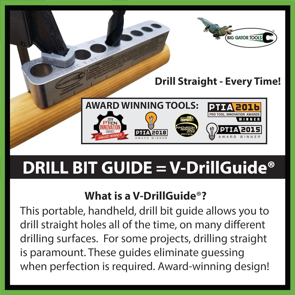 Versatile Mini V-Drill Guide - Straight Flute Design for Accurate Hole Placement