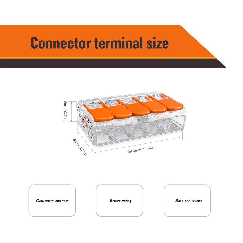 25pcs Wire Connectors - Electrical Connectors for Solid & Stranded Conductors...