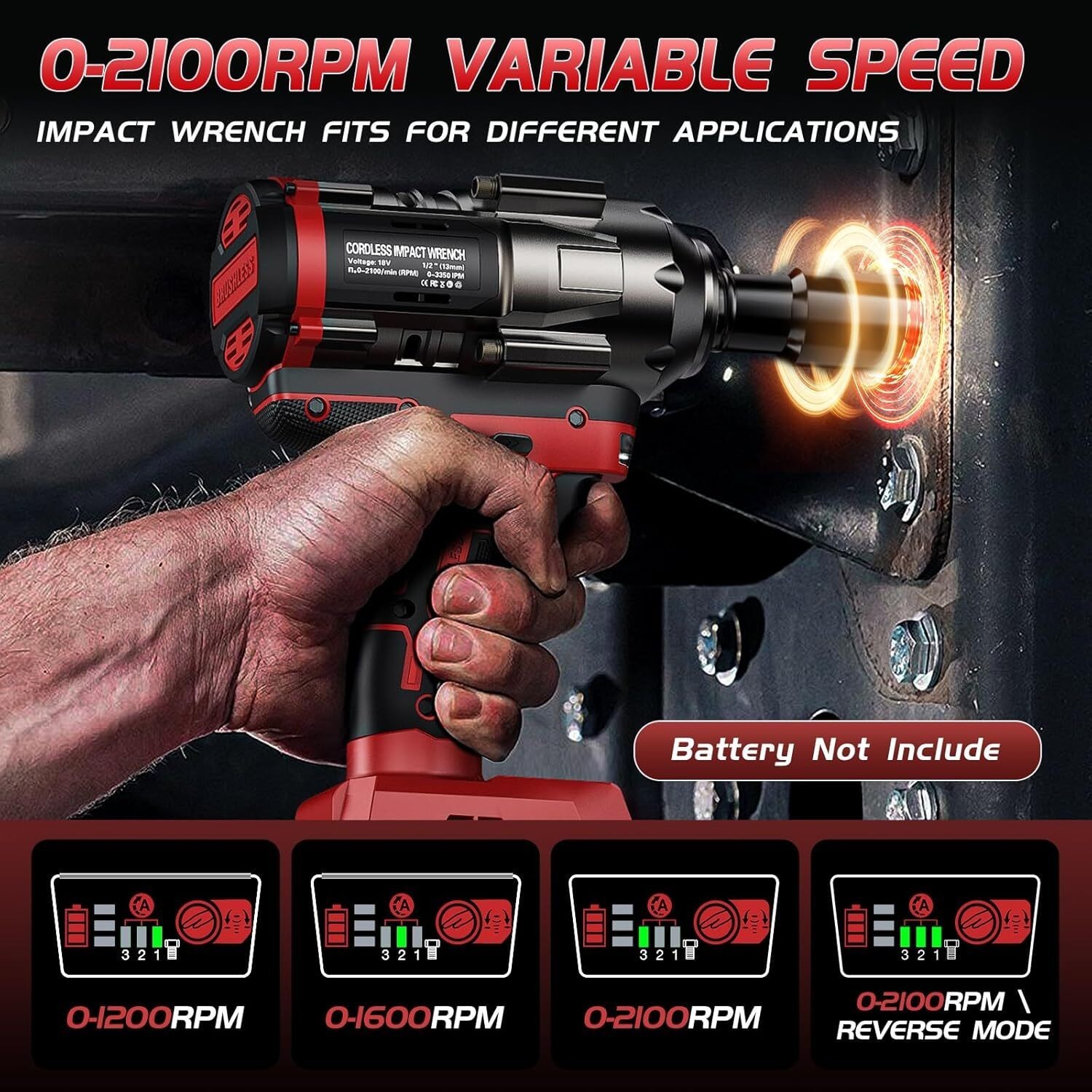 Cordless Impact Wrench 1/2 inch for Milwaukee 18V Battery, 900Ft-lbs(1200N.m) Hi