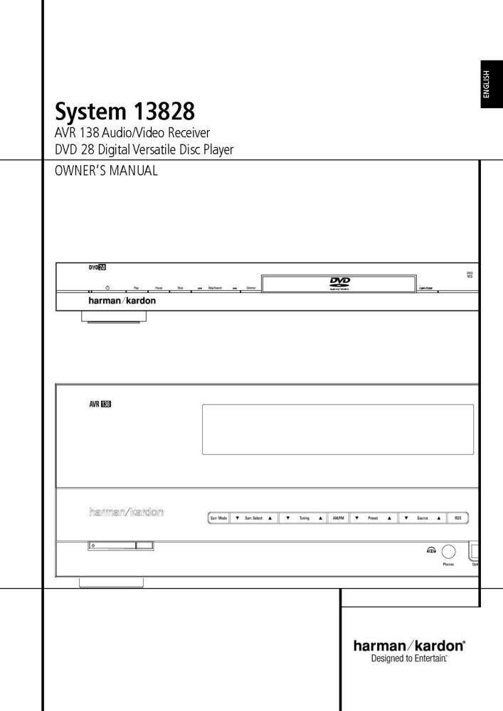 Harman Kardon 13828 Receiver Owners Manual