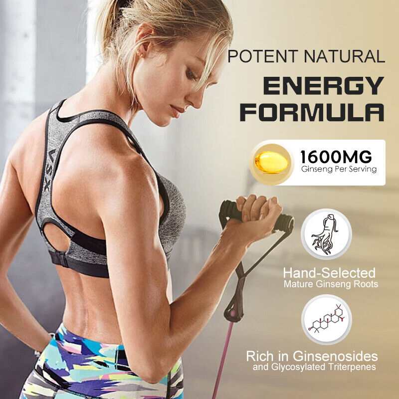 Korean Red Panax Ginseng 120 Capsules - 1600mg Extra Strength NON-GMO No Fillers