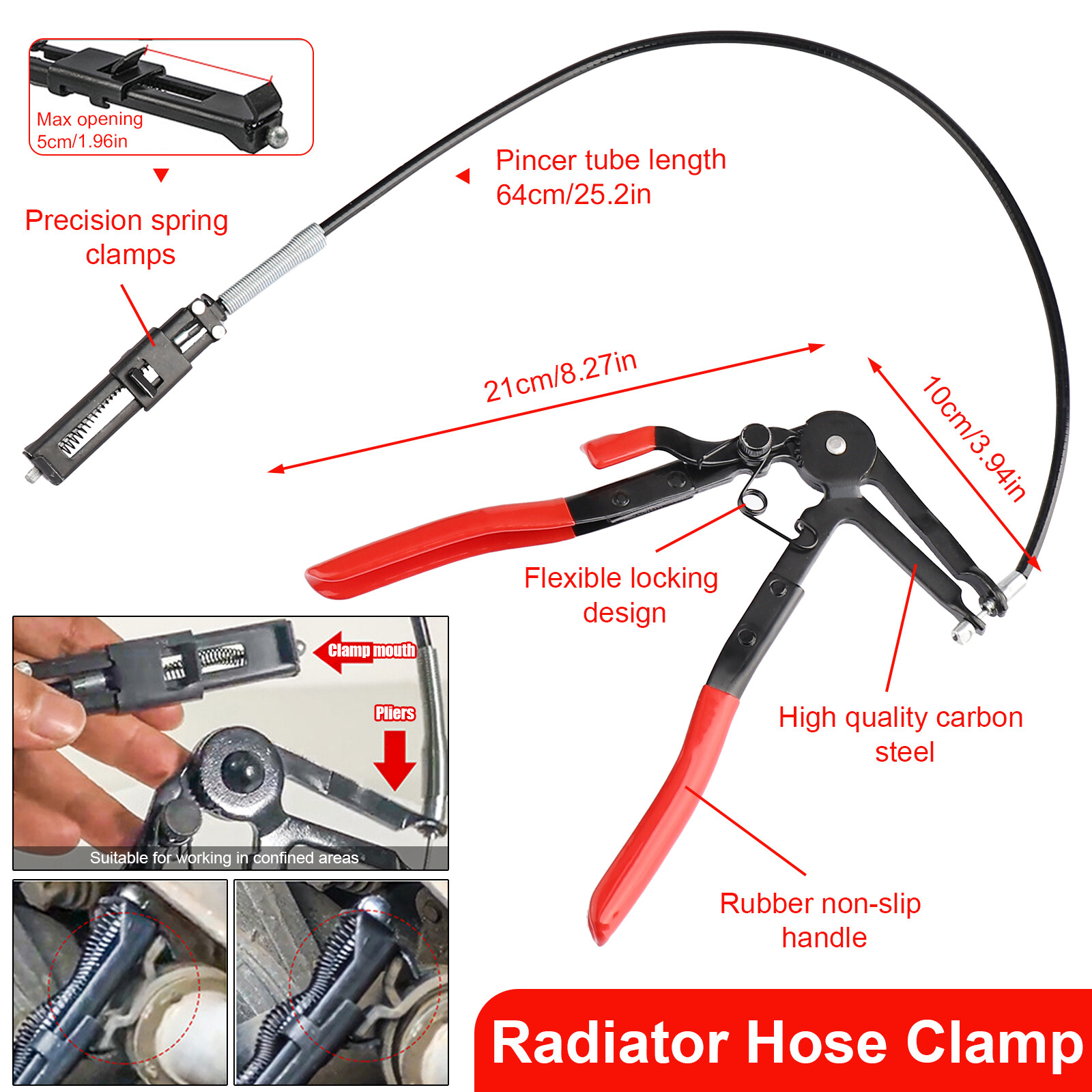 4Pcs Hose Clamp Pliers,Remover Kit with Long Reach Wire Spring Hose Clamp Pliers