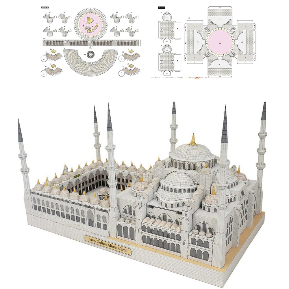 Blue Mosque Sudan 3D Paper Model Replacement Accessories Commponents Beautiful