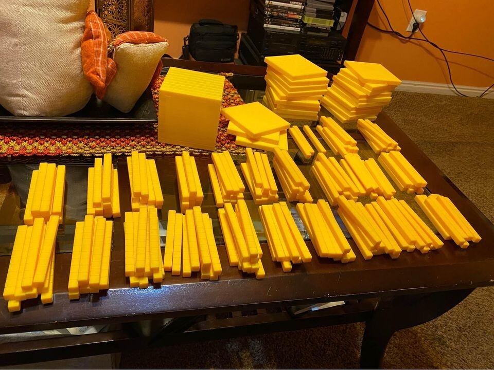 Base 10 math block assorted SET of 247 plastic