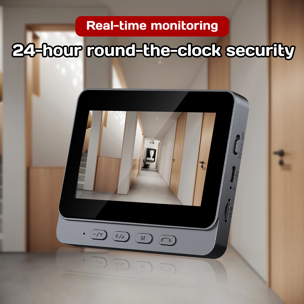 Wireless Intercom Doorbell HD Night Vision 4.3in lPS Screen Visual Camera Ring