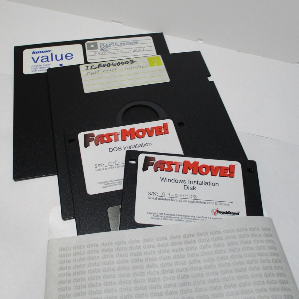 TouchStone FastMove! MS-DOS Windows 3.1 PC to PC File Transfer Software w/ Cable
