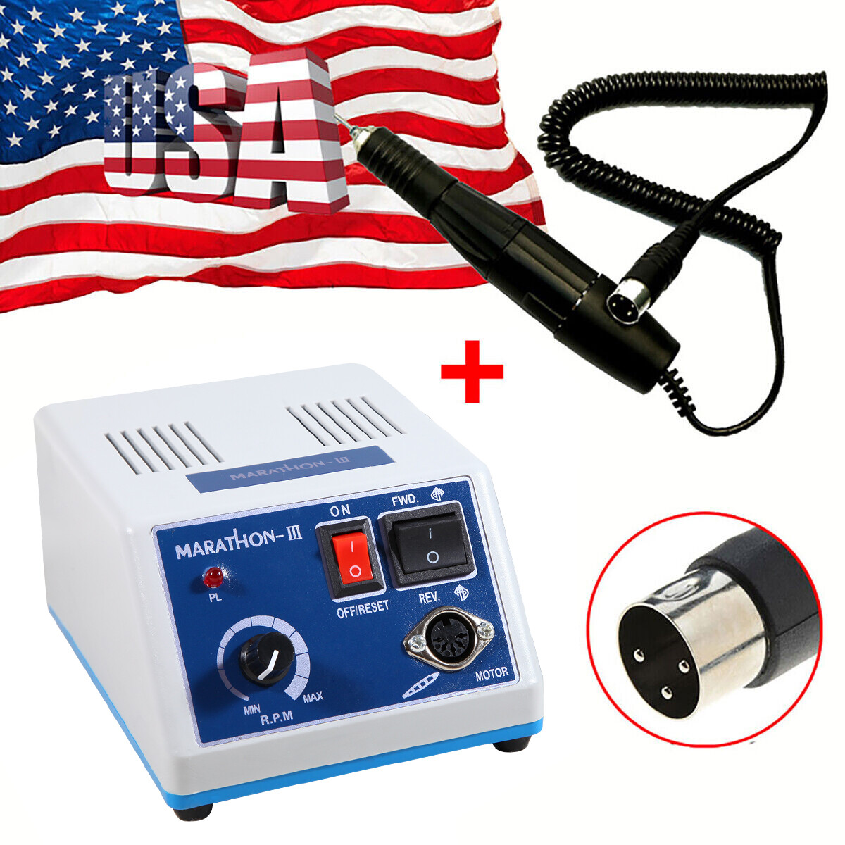 Dental Lab Marathon Electric Micromotor Polishing Unit + 35K rpm Motor Handpiece