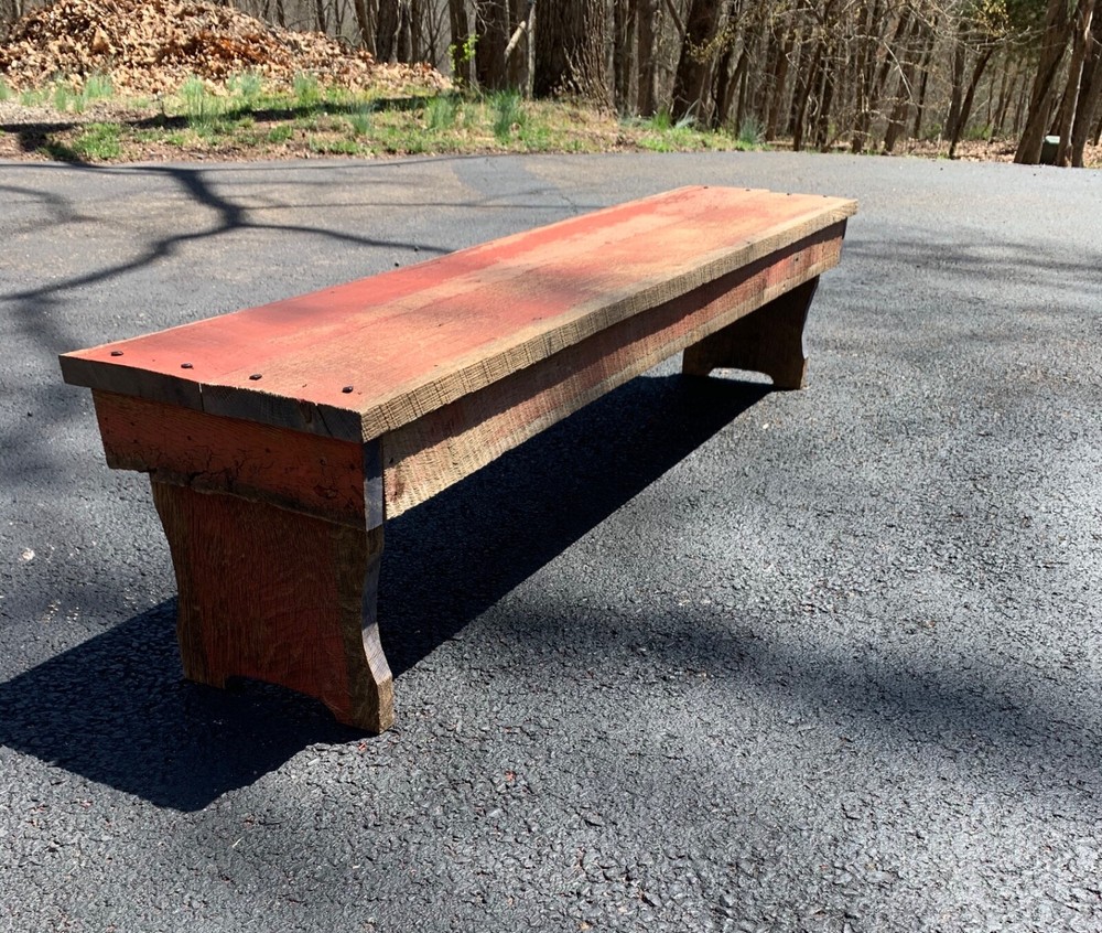 Primitive reclaimed barn wood bench table stand stool
