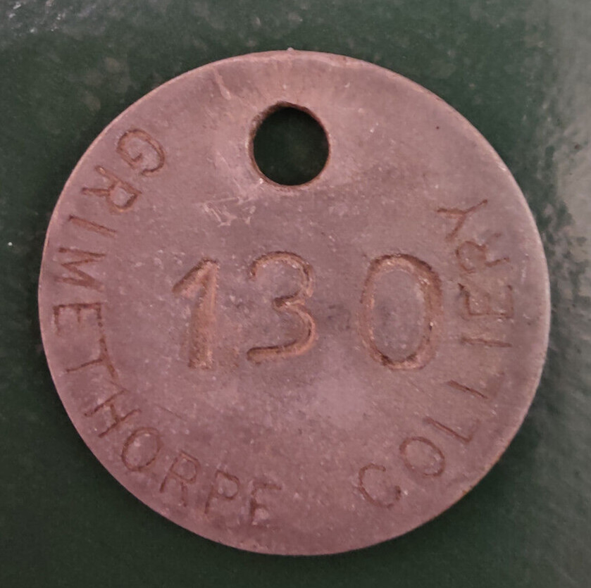 GRIMETHORPE Colliery Pit Check Tally - marked GRIMETHORPE COLLIERY 130