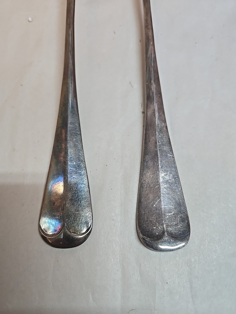 Vintage Sheffield England Silverplate Serving Fork & Spoon; EPNS1; 13"