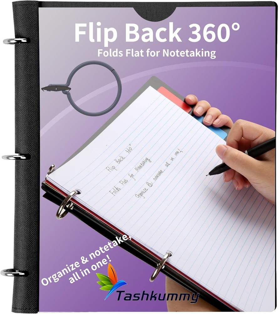 360° Pivotable 3 Ring Binder, Upgraded Foldable Binders 1 inch 6 Pack, Thin S...