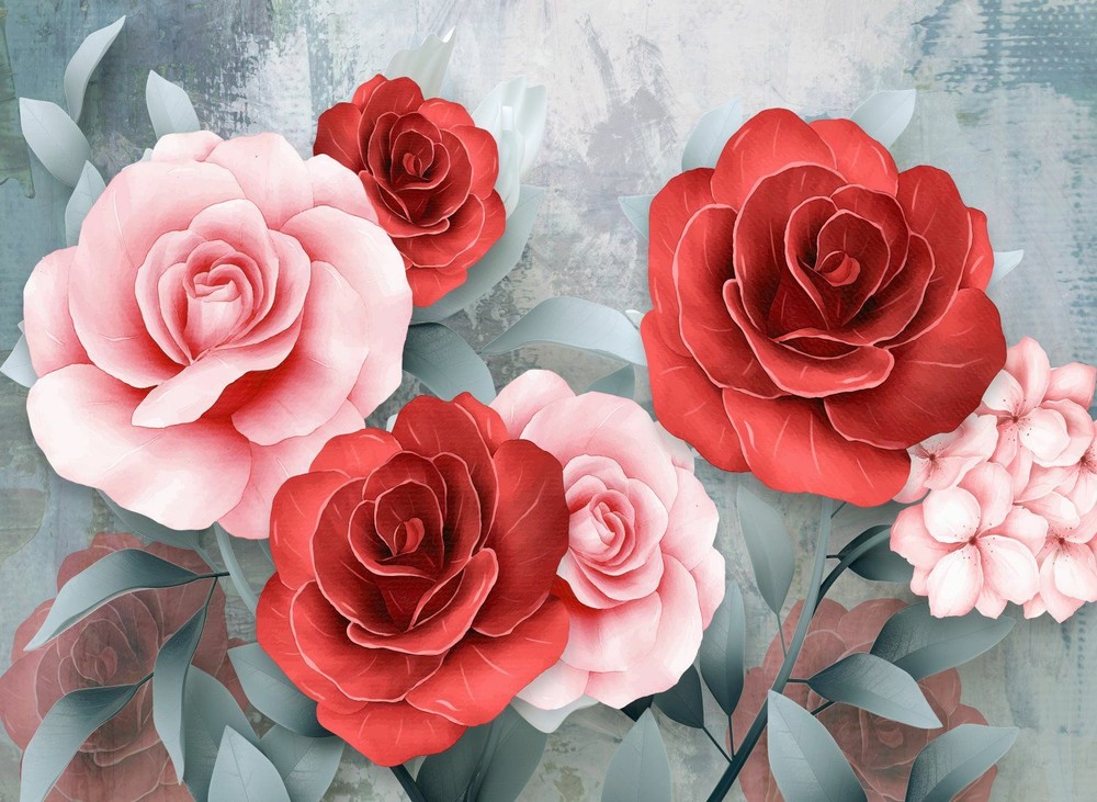 Pink and Red Roses-Counted Cross Stitch Pattern Needlework Chart DIY X Stitch