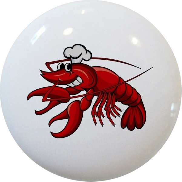 Lobster Chef Ceramic Kitchen Cabinet Drawer Pull Knob