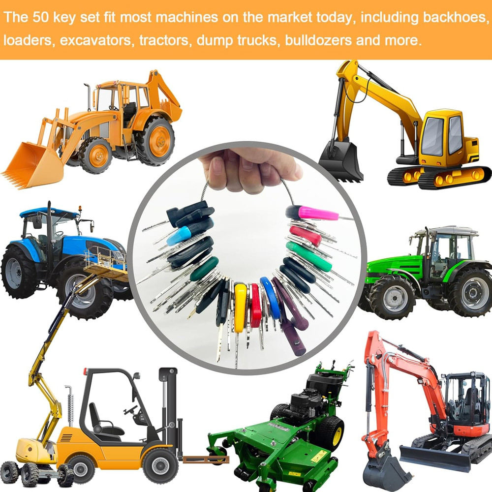 50 Heavy Equipment Ignition Keys Set Construction Machine Replacement Master Kit
