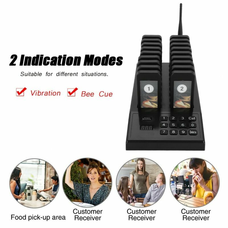 Restaurant Coaster Guest Call Wireless Queuing Paging Calling System+18 Pagers