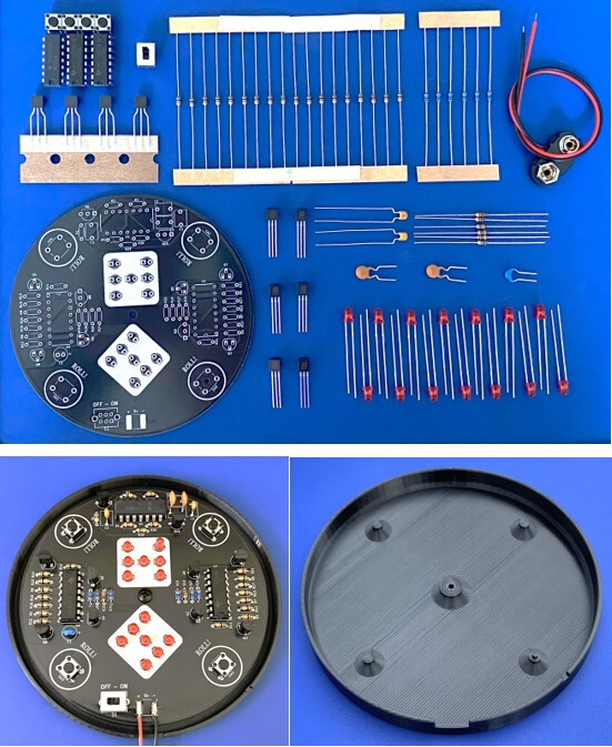 THT Soldering Practice Circuit Board Kit with Base - Electronic Dice