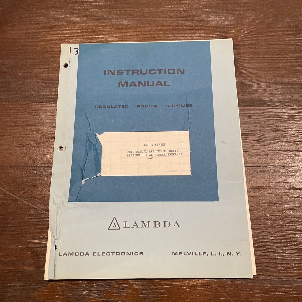 Lambda LCD-4 Series Regulated Power Supplies Prefixes A-C Instruction Manual
