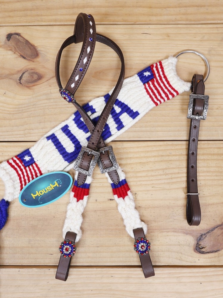 Mohair Western Headstall Tack Set with 32” Front Girth