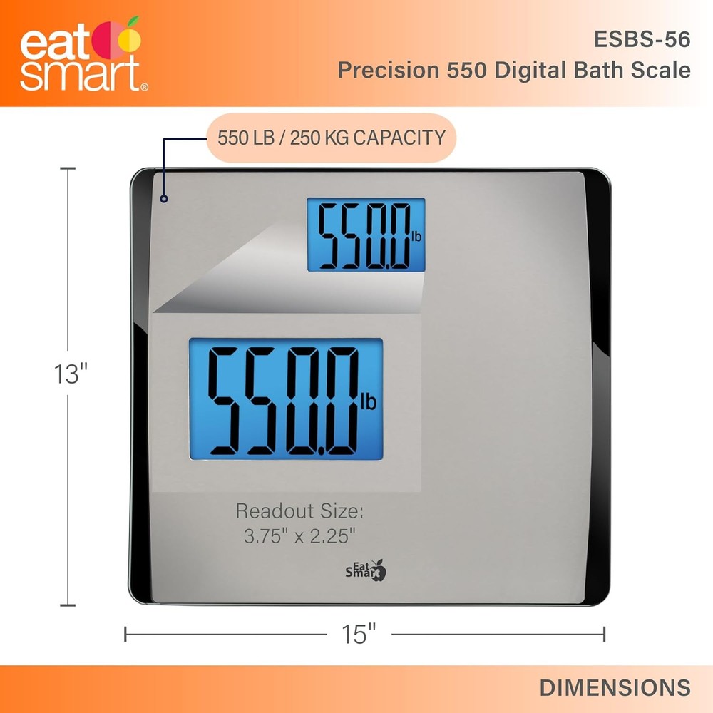 Precision 550 Pound Extra-High Capacity Digital Bathroom Scale, Extra-Wide Platf