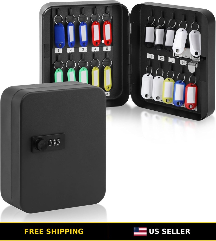 20-Key Wall Mount Lock Box for Secure Key Storage and Organization