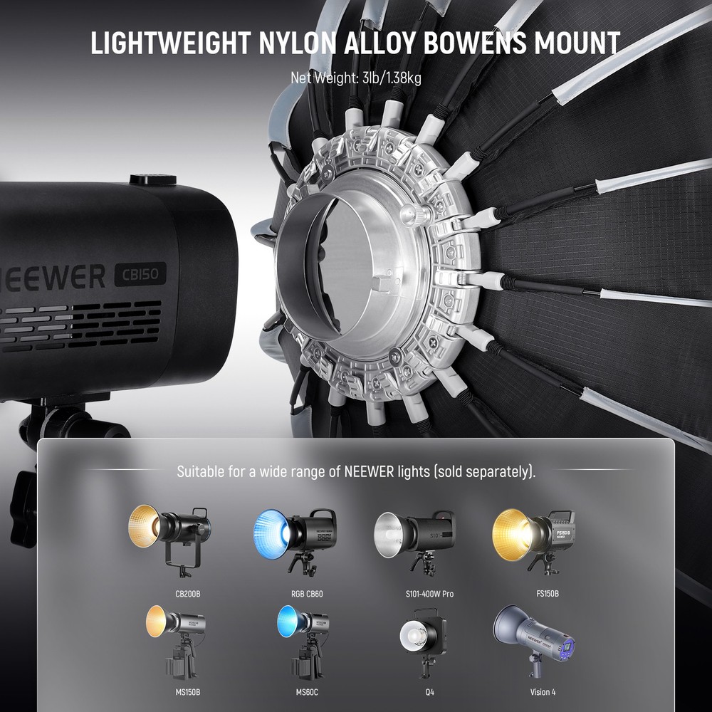 NEEWER NS120PD 47" Parabolic Softbox - Bowens Mount w/ Grid & Diffuser