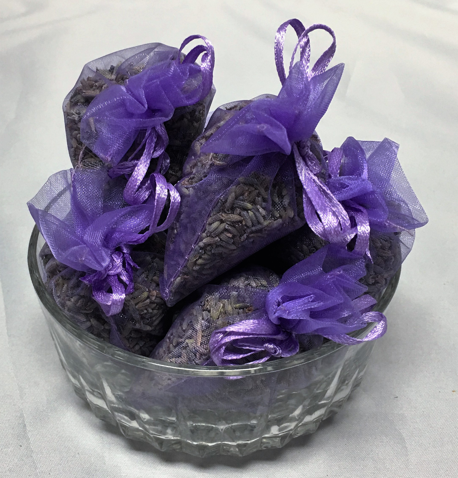 Set of 6 Lavender Sachets made with Purple Organza Bags